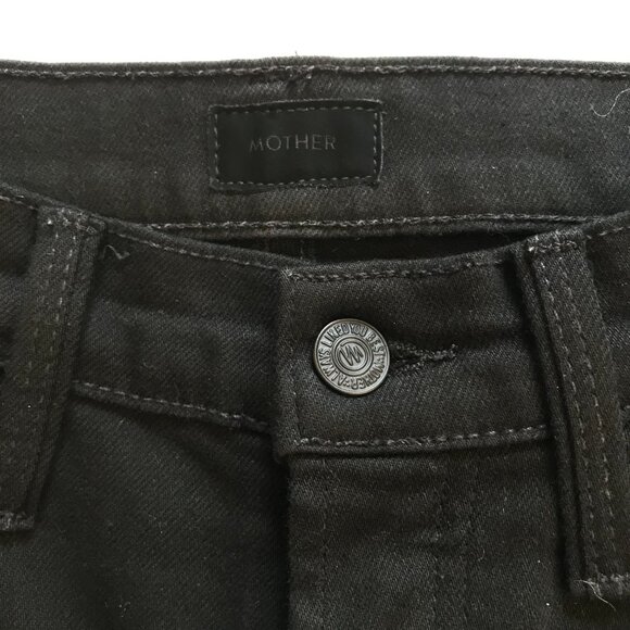 Mother the Tomcat Ankle Jeans Womens 24 Black High Rise Button Fly Straight Leg - Picture 6 of 14